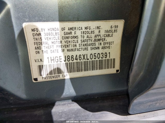 Продаж на аукціоні авто 1999 Honda Civic Ex, vin: 1HGEJ8646XL050391, номер лоту: 44979655