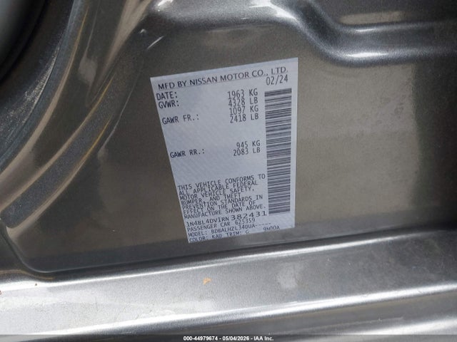 1N4BL4DV1RN382431 Nissan Altima Sv Fwd
