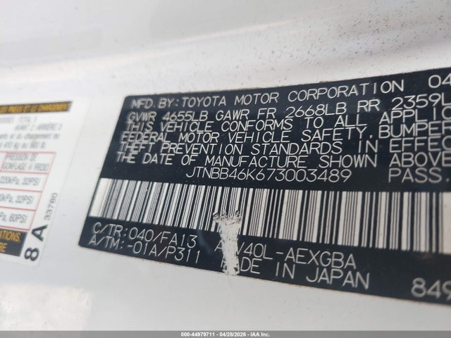 2007 Toyota Camry Hybrid მანქანა იყიდება აუქციონზე, vin: JTNBB46K673003489, აუქციონის ნომერი: 44979711