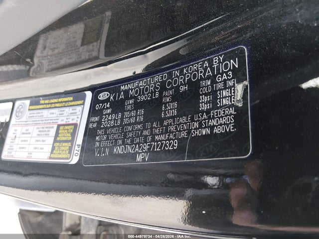 44979734 :رقم المزاد ، KNDJN2A29F7127329 vin ، 2015 Kia Soul مزاد بيع