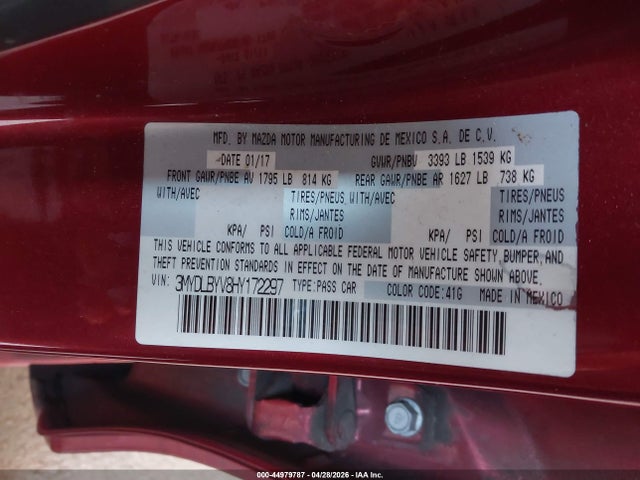 3MYDLBYV8HY172297 Toyota YARIS IA