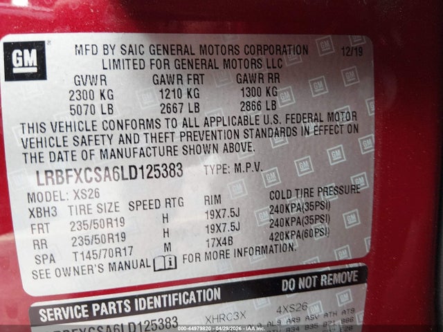 Продажа на аукционе авто 2020 Buick Envision Fwd Essence, vin: LRBFXCSA6LD125383, номер лота: 44979820
