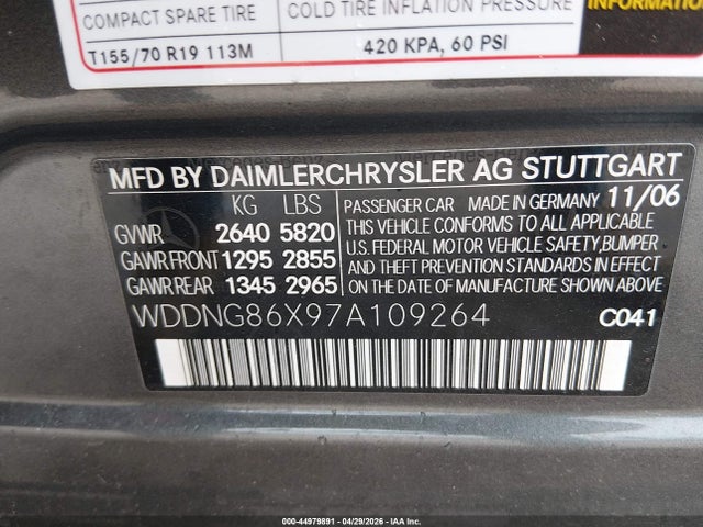 Продажа на аукционе авто 2007 Mercedes-benz S 550 4matic, vin: WDDNG86X97A109264, номер лота: 44979891