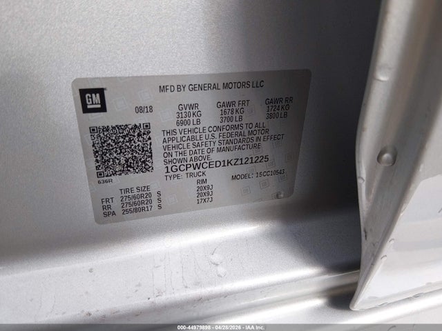 Aukcja sprzedaży 2019 Chevrolet Silverado 1500 Lt, vin: 1GCPWCED1KZ121225, numer aukcji: 44979898