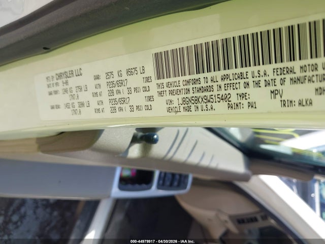 44979917 :رقم المزاد ، 1J8GN58KX9W515402 vin ، 2009 Jeep Liberty Limited Edition مزاد بيع