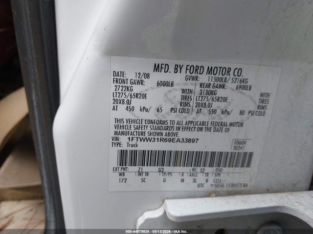 Продаж на аукціоні авто 2009 Ford F350 Super Duty, vin: 1FTWW31R69EA33897, номер лоту: 44979928