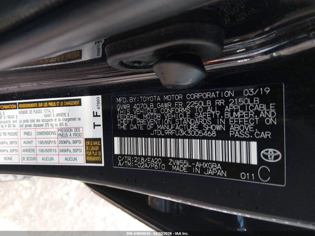 Продаж на аукціоні авто 2019 Toyota Prius Xle, vin: JTDL9RFU3K3005468, номер лоту: 44980048