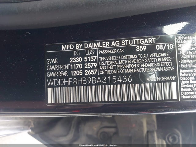 Продажа на аукционе авто 2011 Mercedes-benz E 350 4matic, vin: WDDHF8HB9BA315436, номер лота: 44980050