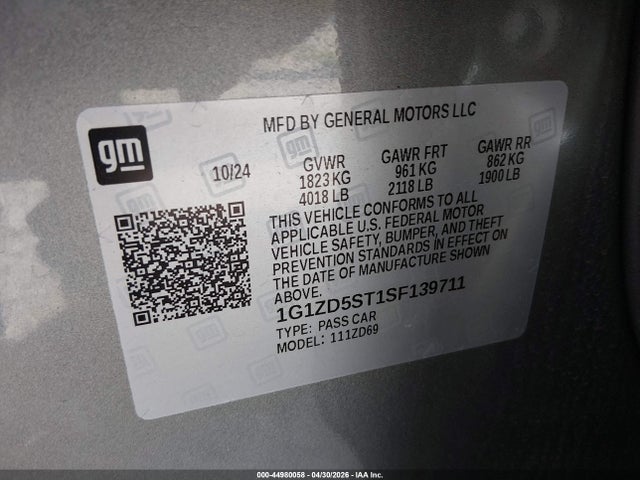1G1ZD5ST1SF139711 Chevrolet Malibu Fwd 1lt
