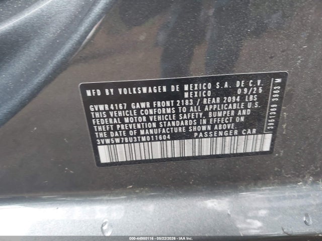 Продажа на аукционе авто 2026 Volkswagen Jetta S, vin: 3VW5W7BU3TM011604, номер лота: 44980116