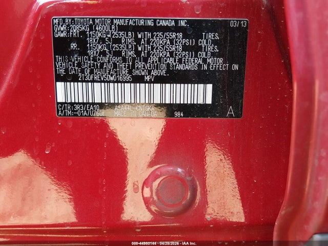 Продаж на аукціоні авто 2013 Toyota Rav4 Limited, vin: 2T3DFREV5DW016995, номер лоту: 44980144