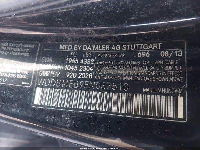 Aukcja sprzedaży 2014 Mercedes-benz Cla 250, vin: WDDSJ4EB9EN037510, numer aukcji: 44980148