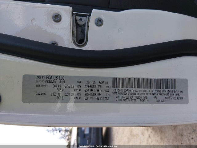 3C4PDDEG1KT745930 Dodge Journey Gt Awd