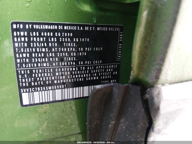 3VV2C7B25SM059991 Volkswagen Taos 1.5t Se Black