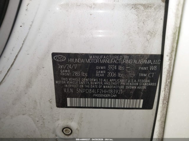 Aukcja sprzedaży 2017 Hyundai Elantra Limited, vin: 5NPD84LF2HH183921, numer aukcji: 44980227