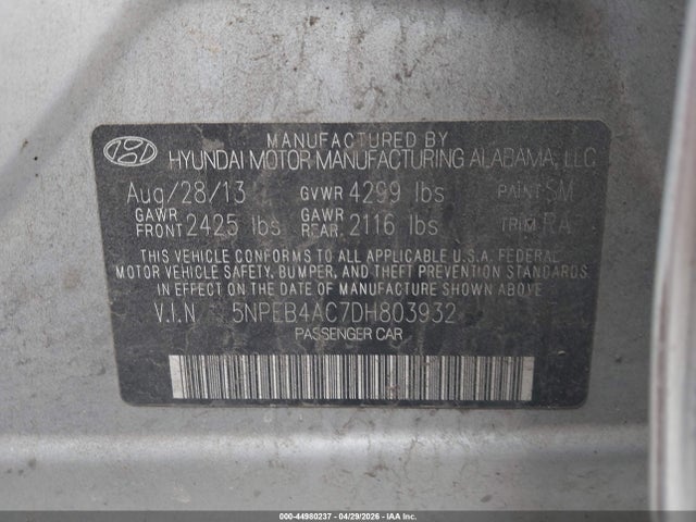 Продаж на аукціоні авто 2013 Hyundai Sonata Gls, vin: 5NPEB4AC7DH803932, номер лоту: 44980237