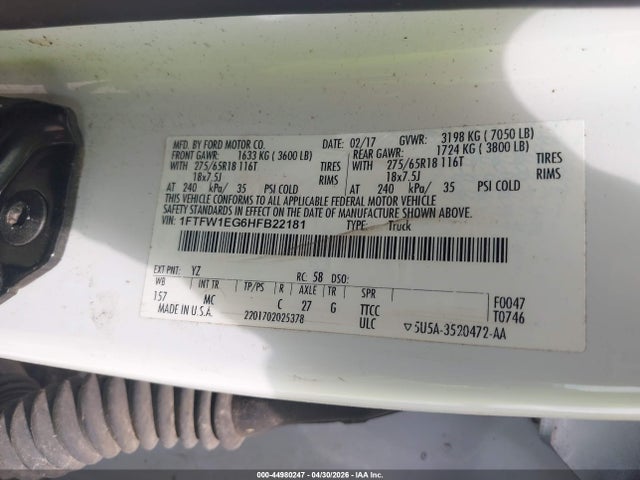 Ford F-150 Xlt 2017 1FTFW1EG6HFB22181 Image 9