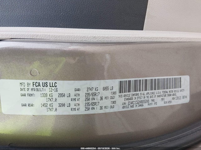 Продажа на аукционе авто 2017 Chrysler Pacifica Lx, vin: 2C4RC1CG2HR655209, номер лота: 44980254