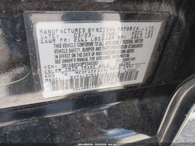 Продаж на аукціоні авто 2023 Nissan Sentra Sv Xtronic Cvt, vin: 3N1AB8CV3PY249383, номер лоту: 44980280
