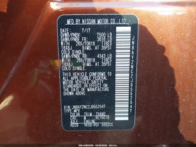 JN8AY2NC2J9552547 Nissan ARMADA SV