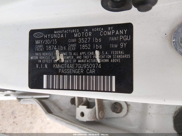 Aukcja sprzedaży 2016 Hyundai Accent Se, vin: KMHCT4AE7GU950974, numer aukcji: 44980306