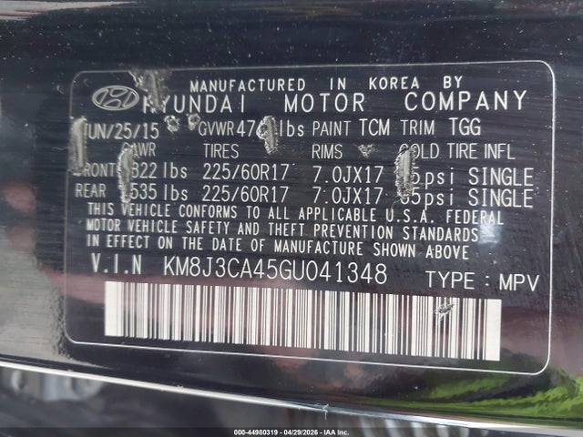 Продаж на аукціоні авто 2016 Hyundai Tucson Se, vin: KM8J3CA45GU041348, номер лоту: 44980319