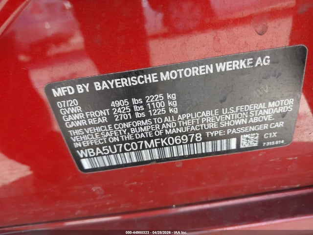 WBA5U7C07MFK06978 BMW M340I