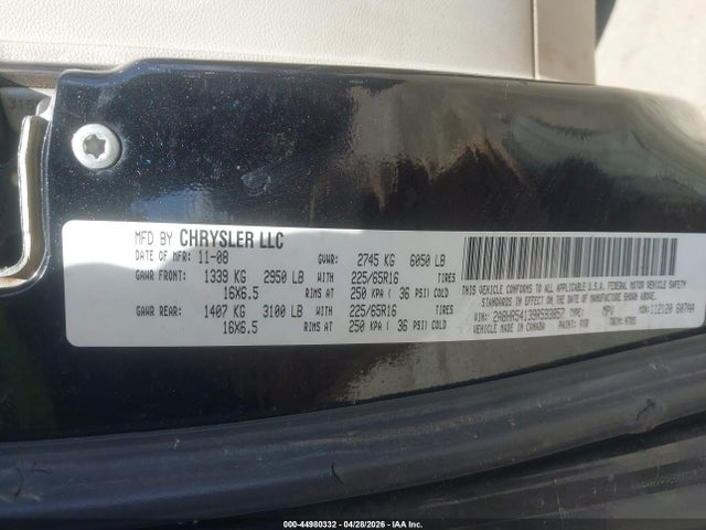 44980332 :رقم المزاد ، 2A8HR54139R593857 vin ، 2009 Chrysler Town & Country Touring مزاد بيع
