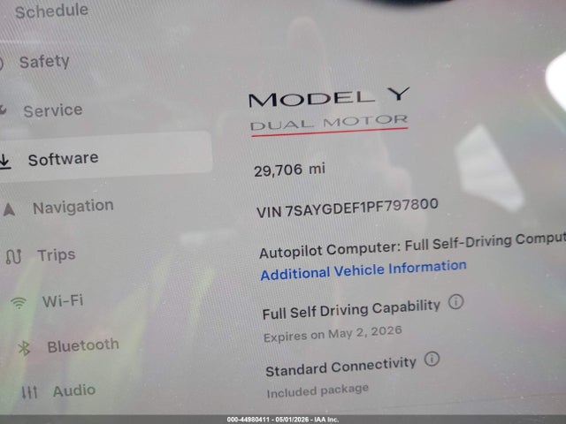 44980411 :رقم المزاد ، 7SAYGDEF1PF797800 vin ، 2023 Tesla Model Y Performance Dual Motor All-wheel Drive مزاد بيع