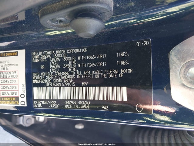 JTEBU5JR6L5791015 Toyota 4RUNNER SR5