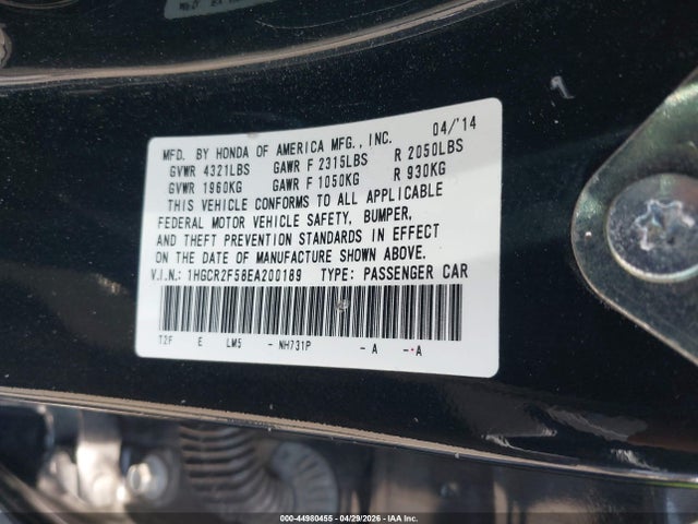Honda Accord Sport 2014 1HGCR2F58EA200189 Image 9
