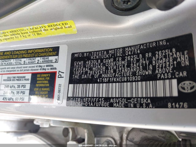 Aukcja sprzedaży 2014 Toyota Camry Se, vin: 4T1BF1FK4EU810930, numer aukcji: 44980481
