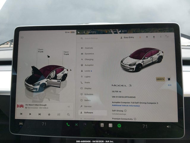 44980486 :رقم المزاد ، 5YJ3E1EA3PF649549 vin ، 2023 Tesla Model 3 Rear-wheel Drive مزاد بيع
