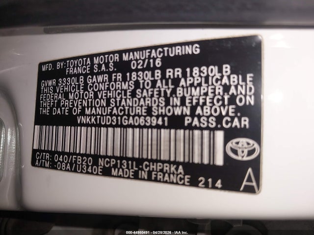 Toyota YARIS LE 2016 VNKKTUD31GA063941 Image 9