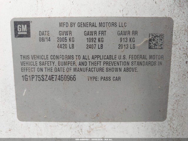 Продаж на аукціоні авто 2014 Chevrolet Cruze Diesel, vin: 1G1P75SZ4E7460966, номер лоту: 44980501