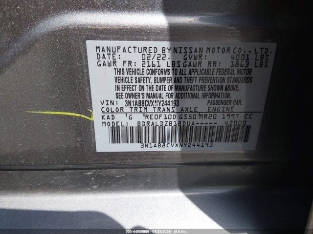 Aukcja sprzedaży 2022 Nissan Sentra Sv Xtronic Cvt, vin: 3N1AB8CVXNY244193, numer aukcji: 44980586