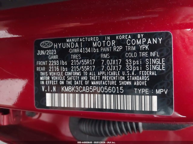 Aukcja sprzedaży 2023 Hyundai Kona Sel, vin: KM8K3CAB5PU056015, numer aukcji: 44980649