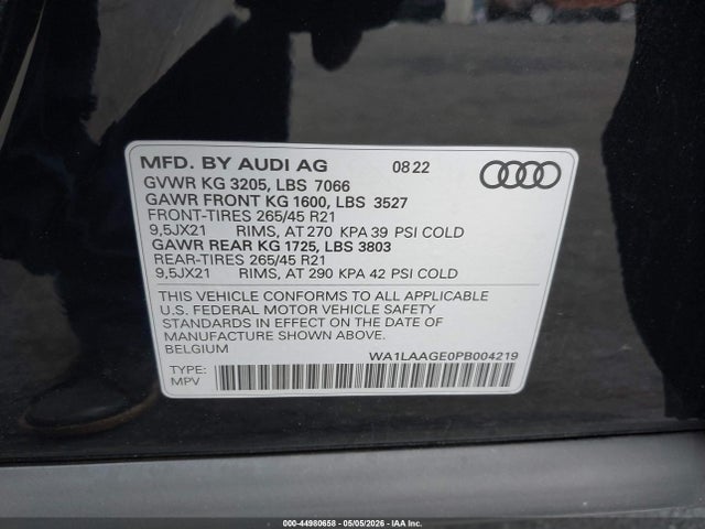 WA1LAAGE0PB004219 Audi E-tron Premium Plus Quattro