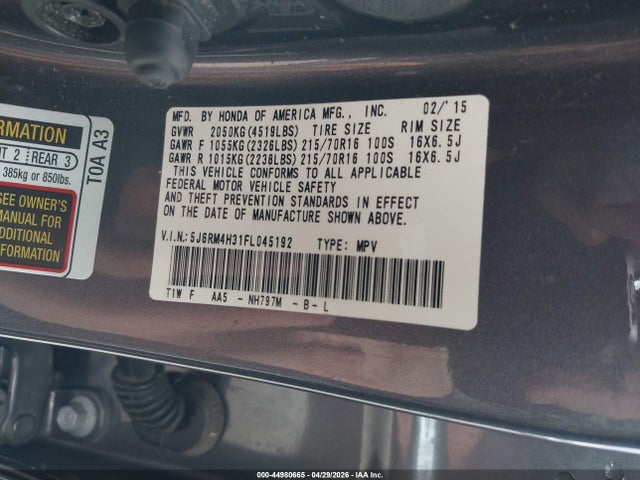5J6RM4H31FL045192 Honda CR-V LX