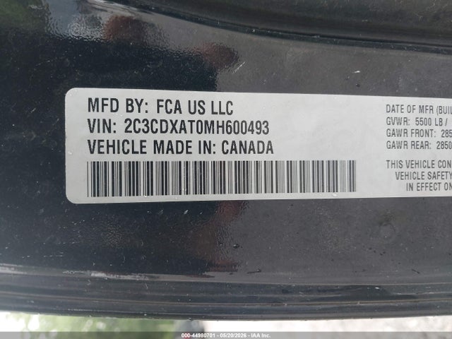 2021 Dodge Charger Police Rwd მანქანა იყიდება აუქციონზე, vin: 2C3CDXAT0MH600493, აუქციონის ნომერი: 44980701