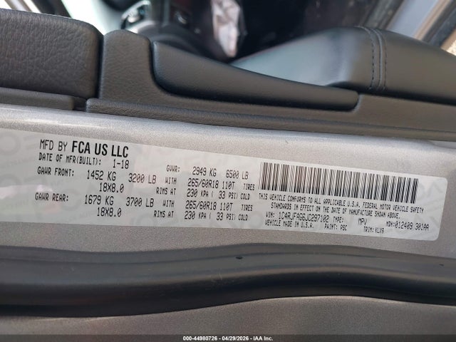 2018 Jeep Grand Cherokee Laredo E 4x4 მანქანა იყიდება აუქციონზე, vin: 1C4RJFAG6JC297102, აუქციონის ნომერი: 44980726