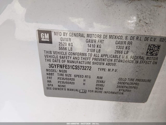 2012 Cadillac Srx Premium Collection მანქანა იყიდება აუქციონზე, vin: 3GYFNFE31CS573272, აუქციონის ნომერი: 44980765