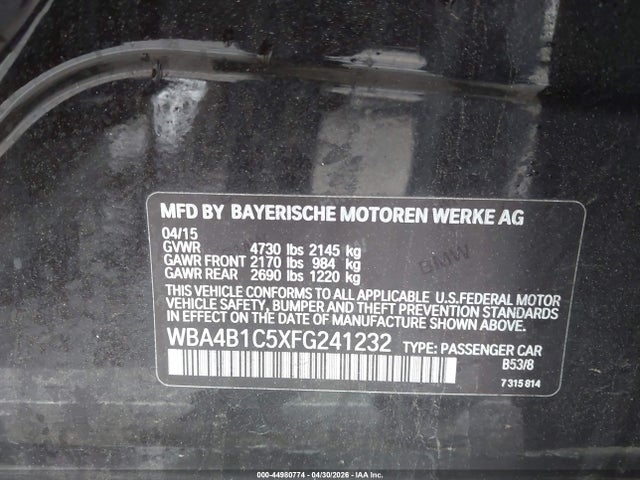Продажа на аукционе авто 2015 Bmw 435i Gran Coupe, vin: WBA4B1C5XFG241232, номер лота: 44980774