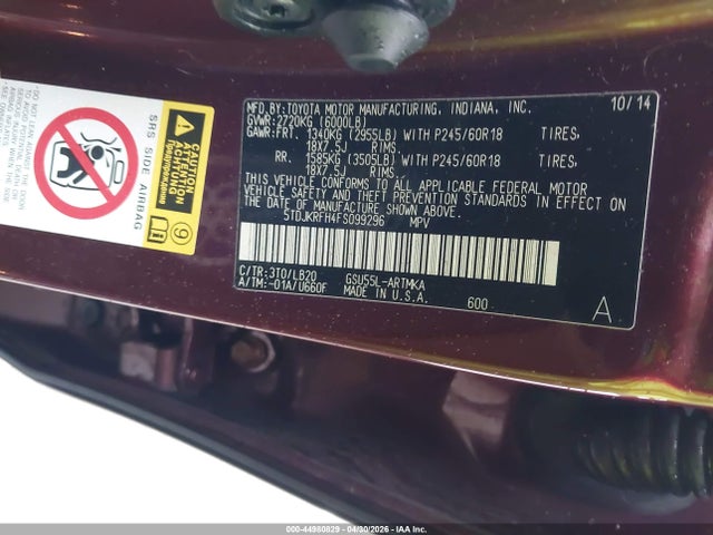 5TDJKRFH4FS099296 Toyota Highlander Xle V6