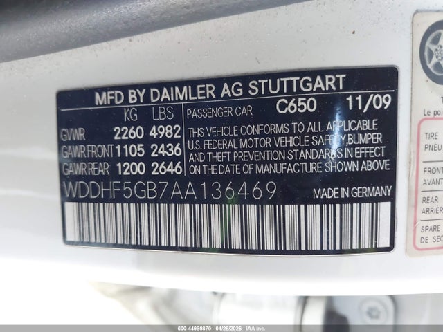 Aukcja sprzedaży 2010 Mercedes-benz E 350, vin: WDDHF5GB7AA136469, numer aukcji: 44980870