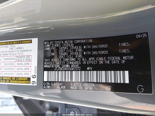 Aukcja sprzedaży 2025 Lexus Gx 550 Premium+, vin: JTJTBCDXXS5067272, numer aukcji: 44980883