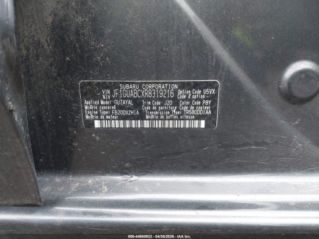 Aukcja sprzedaży 2024 Subaru Impreza Base 5-door, vin: JF1GUABCXR8319216, numer aukcji: 44980922