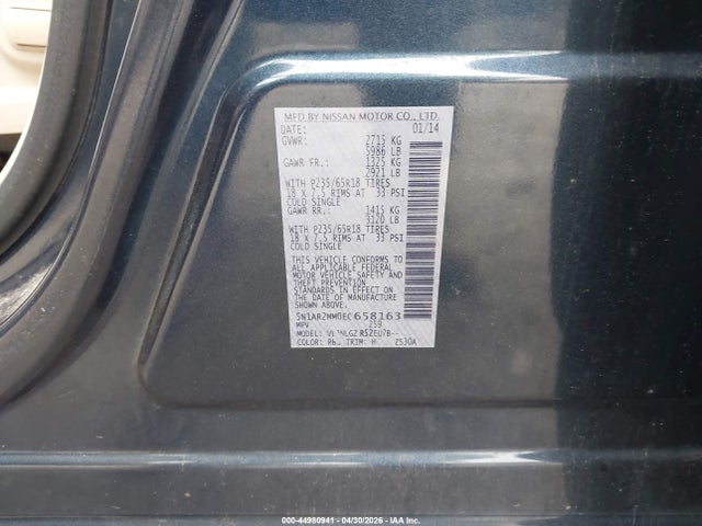 Aukcja sprzedaży 2014 Nissan Pathfinder Sl, vin: 5N1AR2MM0EC658163, numer aukcji: 44980941