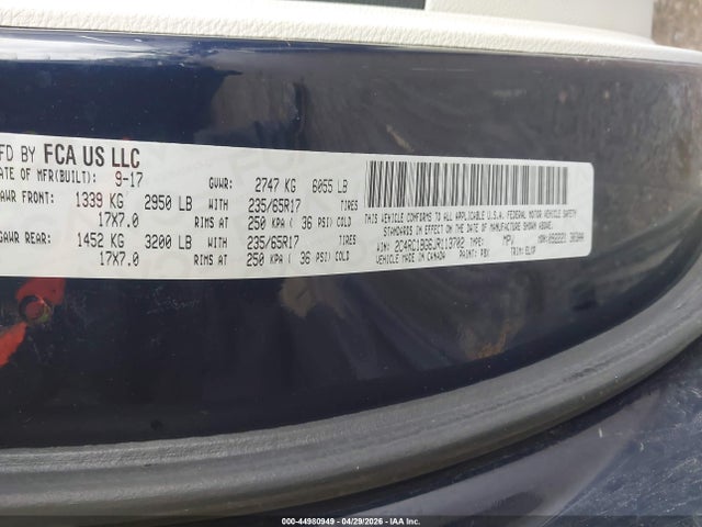 2018 Chrysler Pacifica Touring L მანქანა იყიდება აუქციონზე, vin: 2C4RC1BG6JR113702, აუქციონის ნომერი: 44980949