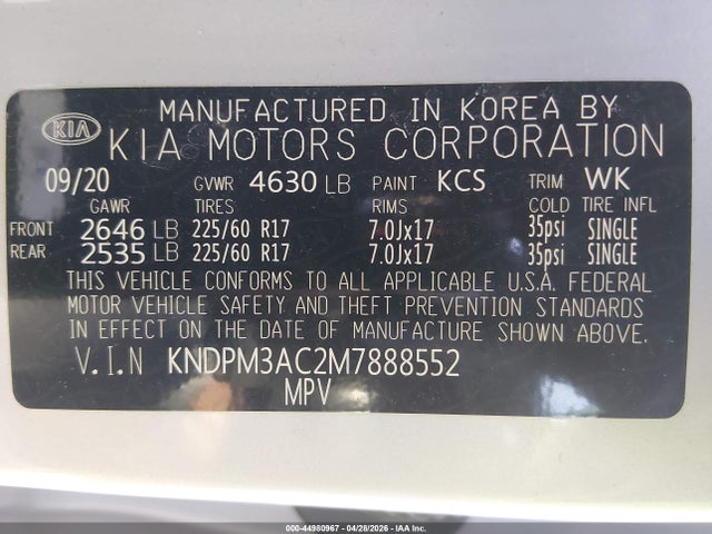 Продаж на аукціоні авто 2021 Kia Sportage Lx, vin: KNDPM3AC2M7888552, номер лоту: 44980967